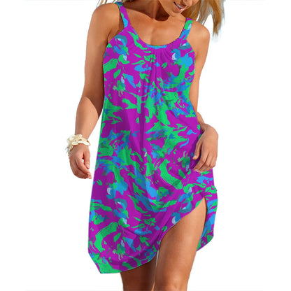 Bohemian Slip Dress For Women Europe America Summer Woman Tie Dye Skirt Ladies' Casual Beach Dresses Breathable Sleevesless Top