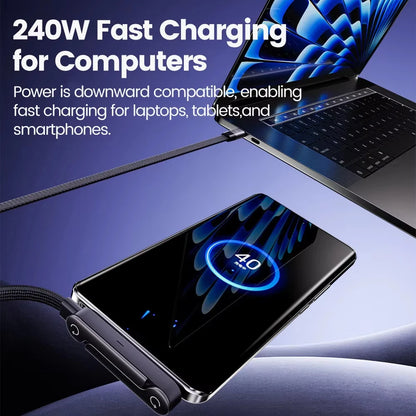 NNBILI 1/3Pcs 2-IN-1 Type-C Cable Foldable Mobile Phone Holder 240W Fast Charging Data Cable Multifunction Phone Charge Bracket