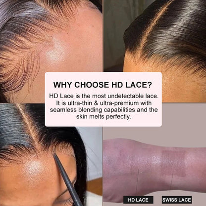 Ultra Fitted 13x6 HD Lace Front Human Hair Wigs Straight Skinlike HD Lace Closure Wigs Pre Plucked 3D Dome Cap Wig for Women