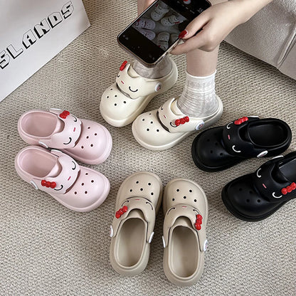 Women Fashion Platform Clogs Cute Cartoon Rabbit Summer Shoes Female Indoor Street Slippers Soft EVA Girls Daily Walking Sandals