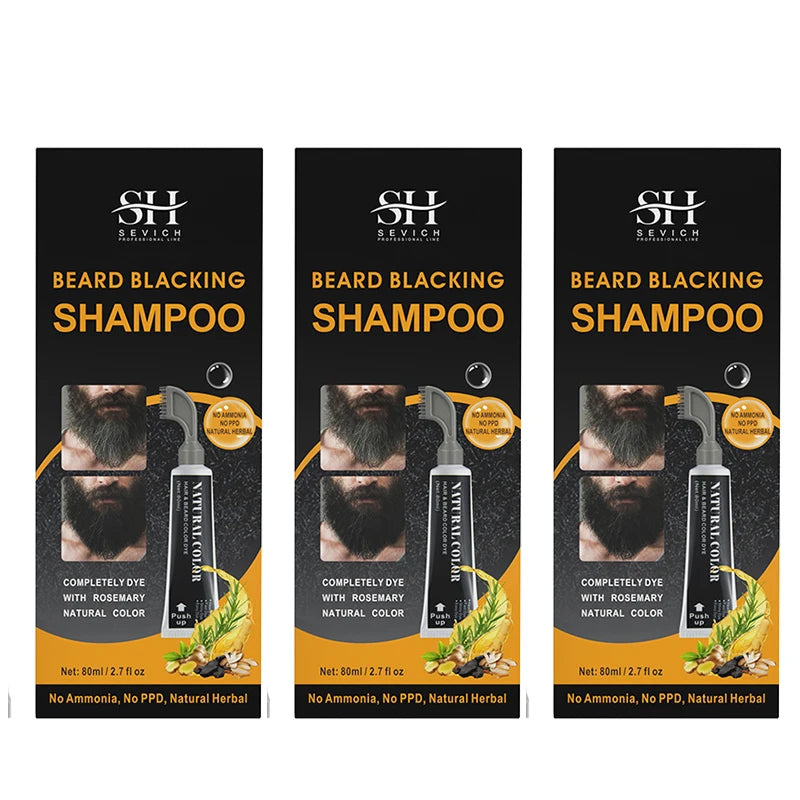 80ml Hair Dye Cream Black Beard Dye Cream For Men Permanent Plant Beard Dye Shampoo Fast Cover White Grey Beard Hair Care