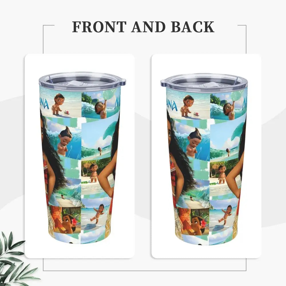 Moana and Pua Cartoon Movie Insulated Tumbler with Straws Stainless Steel Coffee Mugs Double Wall Car Bottle Cups 20oz