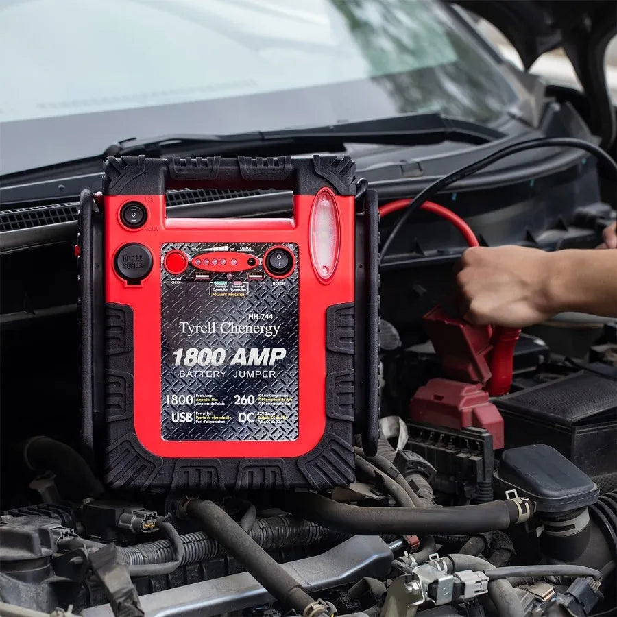 New Upgrade 1800A Car Battery Jump Starter with Air Compressor 20000mAh 12V Auto Lead-Acid Battery Booster for Emergency Vehicl