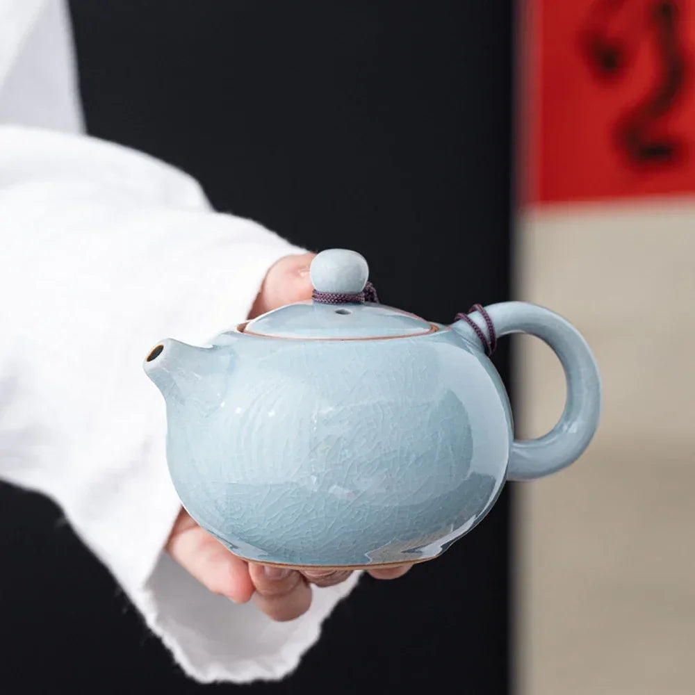 Ge Yao Ceramic Teapot teacup manual Chinese ice crack split teapot can raise Xishi tea pots household Kung Fu tea pot