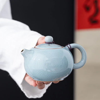 Ge Yao Ceramic Teapot teacup manual Chinese ice crack split teapot can raise Xishi tea pots household Kung Fu tea pot