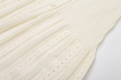 Elegant Knitted Single Breasted Midi Dress Women's Patchwork Dresses Female 2025 Summer Robe New Black Beige Robes Evening Party