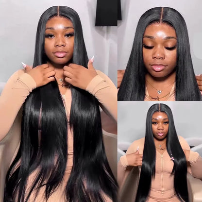 300% 13x6 HD Lace Frontal Wig 100% Raw Human Hair Straight Lace Front Wig 30 36 Inch 5x5 HD Lace Glueless Wig No Glue Human Hair