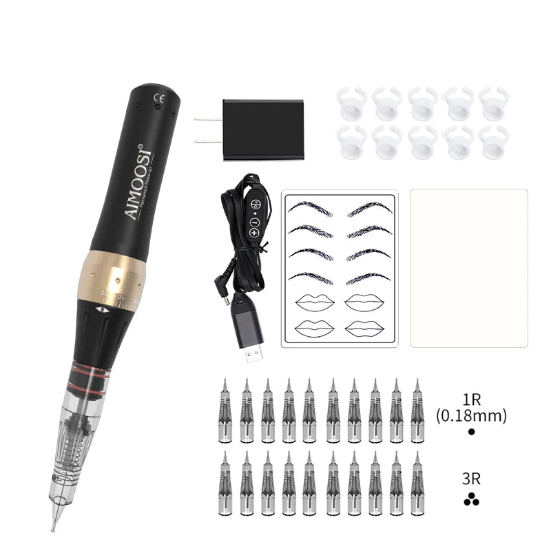 AIMOOSI M7 Tattoo Machine Set Microblading Eyebrow PMU Gun Pen Needle Permanent Makeup Machine Professional Supplies Beginner