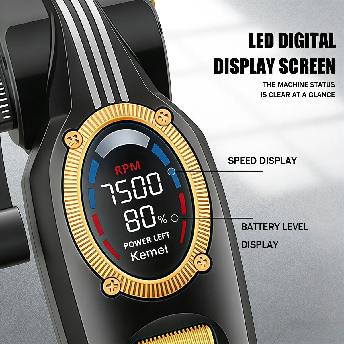 Kemei Trimmer Professional Hair Clippers Rechargeable Clippers 9000 RPM DLC Blade LCD Display Trimmer for Men KM-1685 KM-1692