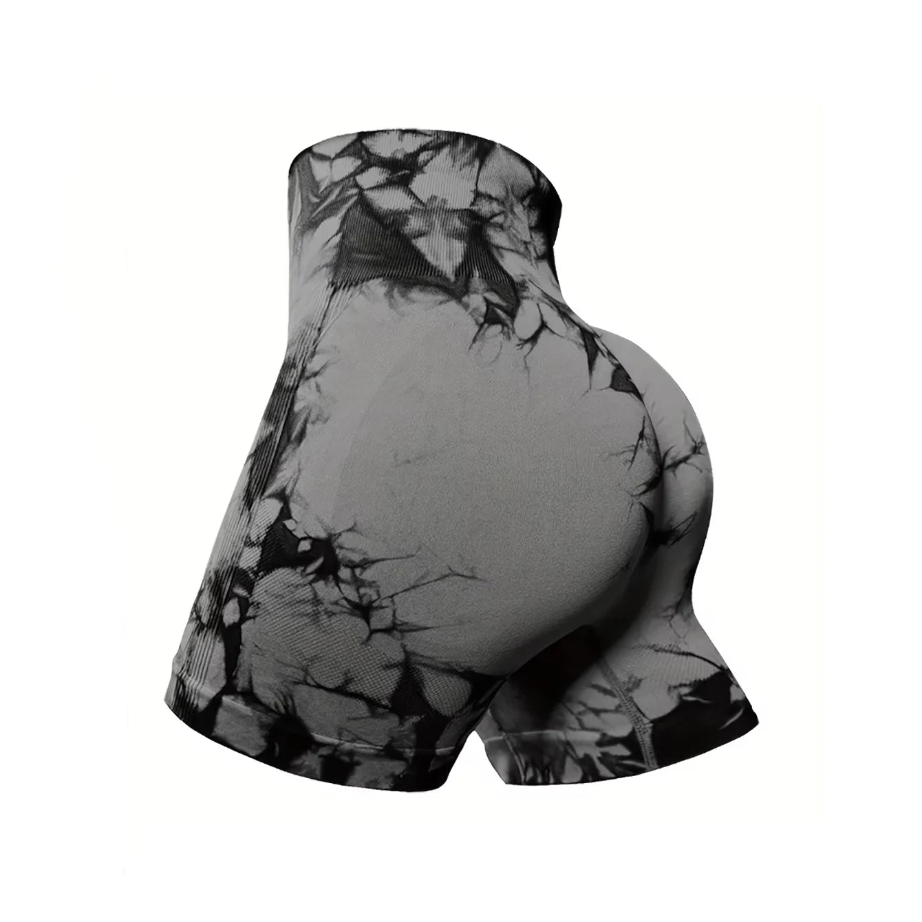 CZGUKE 3-PCS Women's Tie-Dye Yoga Fitness Shorts with Hip-Lifting Belt High-Waisted Seamless Cycling Pants Sports Shorts