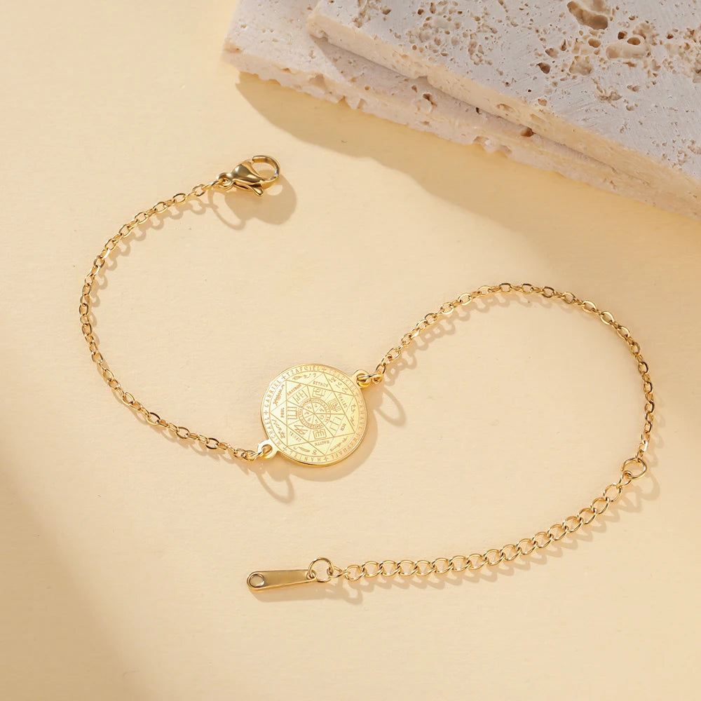 Dawapara Seven Archangels Seal Bracelet Solomon Protection Blessing Amulet Stainless Steel Religious Jewelry