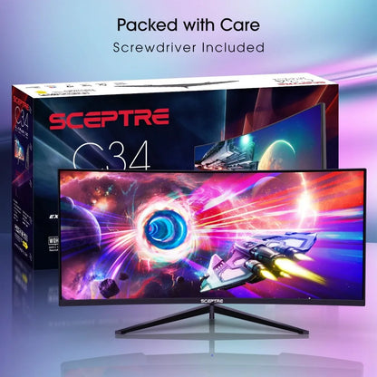 HOME.34-Inch Curved Ultrawide WQHD Monitor R1500 up to 165Hz DisplayPort x2 99% sRGB 1ms Picture by Picture, Machine Black 202