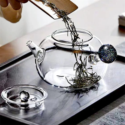 Exquisite 750ml Starry Sky Pattern Side Handle Glass Teapot With Hole Filter Brewing Green Tea Pot Kungfu Tea Set