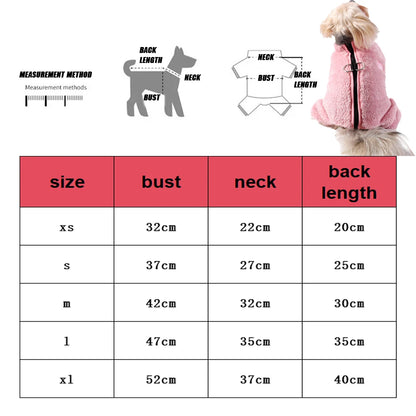 Soft Fleece Dog Clothes Winter Four Legs Covered Plush Pet Coat D-Ring Zipper Puppy Jacket Autumn Overall For Small Middle Dog