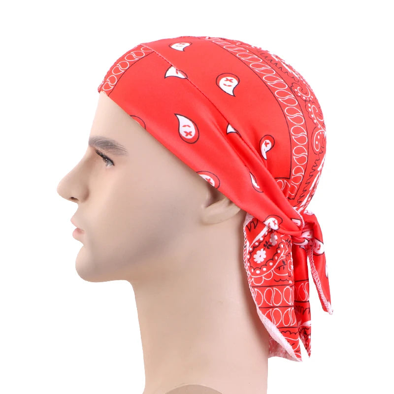 New Paisley Print Hip Hop Turban Cap Elastic Head Wraps Breathable Casual Durags Candy Color Durag Unisex Bandana Pirate Hats