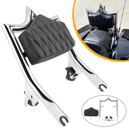 Chrome Motorcycle Passenger Backrest Detachable Sissy Bar Fit For Harley Touring Street Glide Road Glide Road King 2009-Later