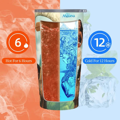 Moana and Pua Cartoon Movie Insulated Tumbler with Straws Stainless Steel Coffee Mugs Double Wall Car Bottle Cups 20oz