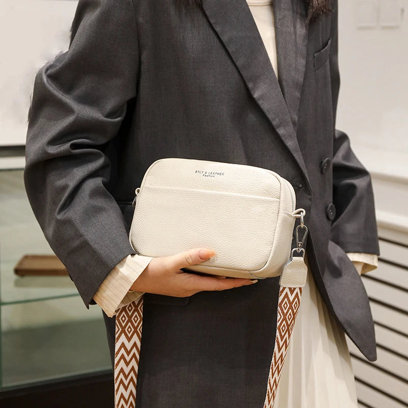 Genuine Leather Handbag For Women Crossbody Bag For Daily Commute Multi Compartment Zipper Shoulder Bag