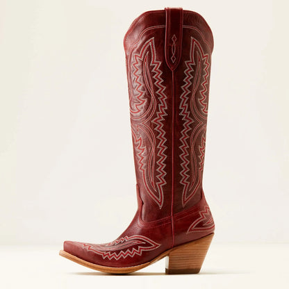 Women Western Cowboy Style Boots Pointed Thick High Heels Knee Length Embroidered Boot Autumn Block Heel Retro Casual Shoes