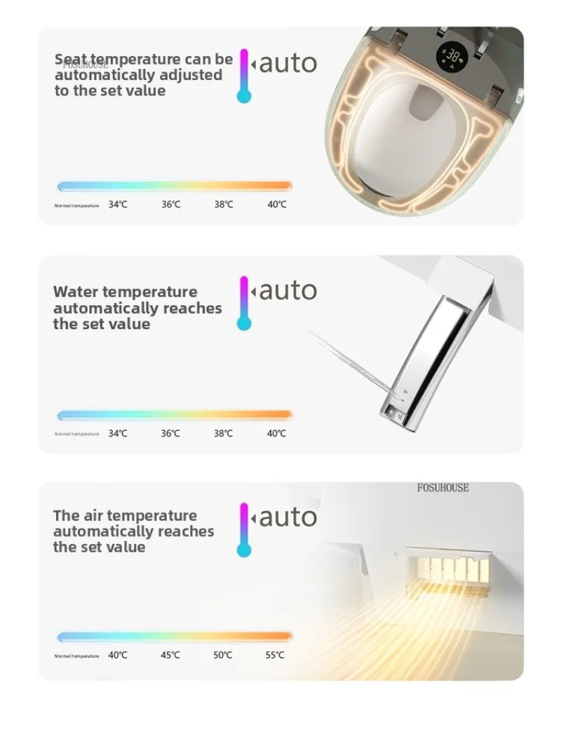 A50 Automatic Color and Black Smart Toilet for Bathroom Fixture Home Wall-mounted Wc Toilets with Tank Automatic Flip