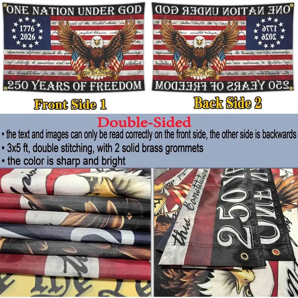 250th Anniversary USA 3x5 Outdoor Patriotic 4th of July Yard Flags & Banners