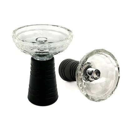 Premium  Crystal Glass Hookah Bowl with Anti-Slip Silicone Base - Heat-resistant Clear Chicha Narguile Shisha Tobacco Holder