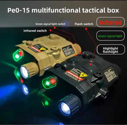 PEQ15 Multi-Functional Laser Box Tactical Flashlight: Fits 20mm Rail, for Toy Airsoft Guns, Hunting, CS & Wargame,indicator
