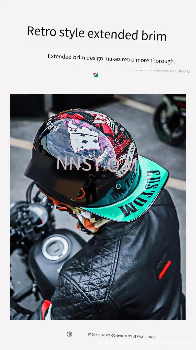 Retro Bucket Half Helmet for Men & Women - Motorcycle & Electric Bike Safety Helmet