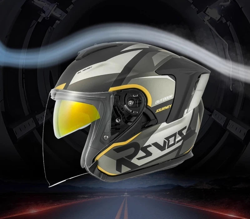 RSV DOT Motorcycle Helmet Double Visor 3/4 Half Helmets Scooter Casco Moto for Men Women Capacete Motorcycle Street Bike Gear