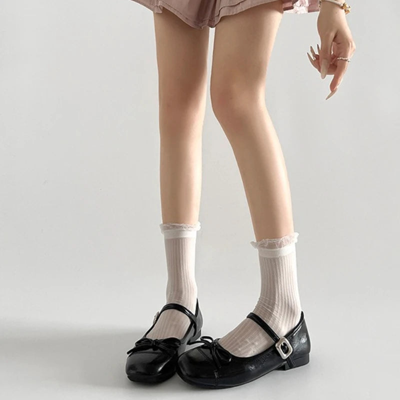 2026 New Spring Vintage Women Ballet Flats Shoes Comfort Round Toe Soft Sole Shoes Elegant Butterfly-knot Dress Grandma's Shoes
