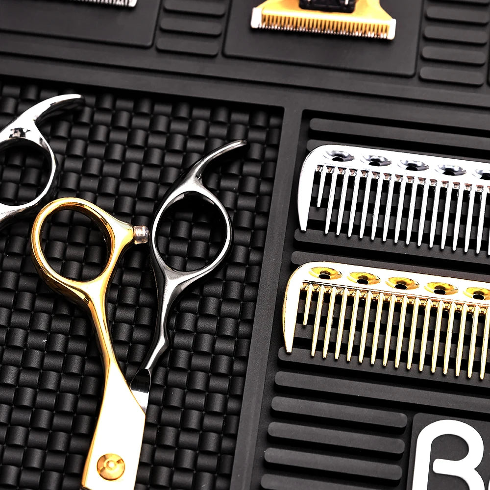 Barber Mats Barber Tools Storage Mat Barbershop NonSlip Magnetic Silicone Cushion Tray Storage Heat Insulation Working Pad ﻿