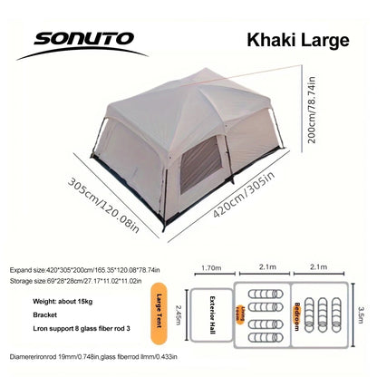 Sonuto Tent outdoor camping overnight two-bedroom portable thickened field awning camping equipment family gathering