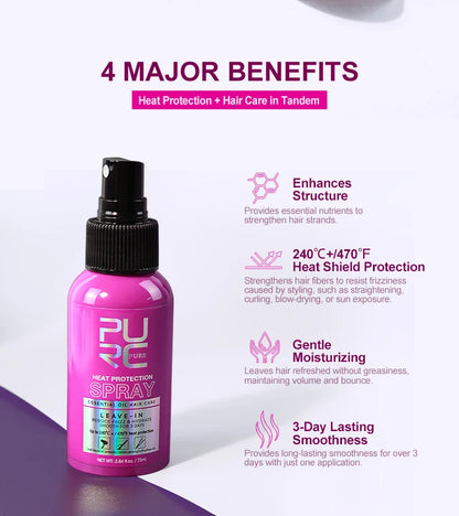 PURC Argan Oil Heat Protection Spray Smoothing Prevent Frizz Dry Hair Treatment Professional Hair Care Products