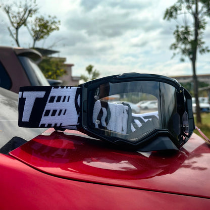 New Motorcycle Goggles Anti-Fog HD Lens, Motocross Glasses Windproof Protective Eyewear for MX MTB Cycling Riding Men & Women