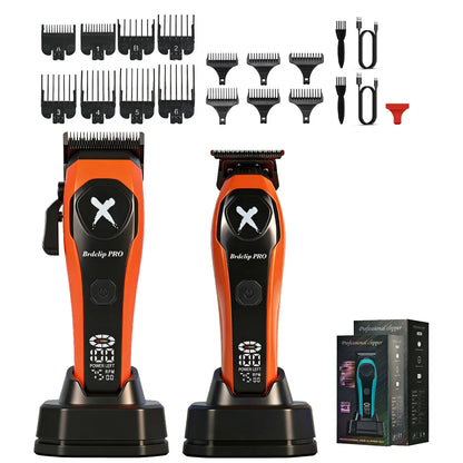 Professional BRDCLIP Barber Cordless Hair Clipper Kit DLC Ceramic Moving Blade Trimmer 75000RPM Grooming Tool Brushless Motor