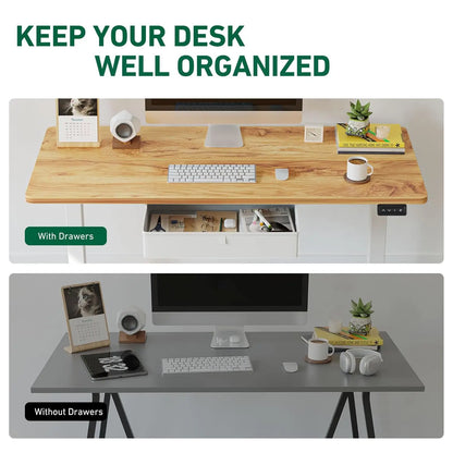 55 x 24 Inch Standing Desk with Drawer, Sit Stand Computer Desk, Ergonomic Workstation, Home Office Stand Up Table, Customized