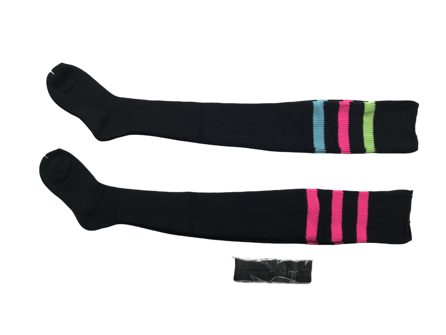 Women's Striped Plus Size Thick Thigh-High Socks Collection Big Girls Acrylic Yarn Stretch Colorful Streaks Leg Warmer Socks