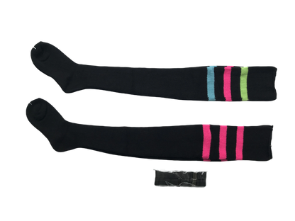 Women's Striped Plus Size Thick Thigh-High Socks Collection Big Girls Acrylic Yarn Stretch Colorful Streaks Leg Warmer Socks