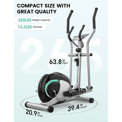 Elliptical Machine for Home Hyper-Quiet Elliptical Exercise Machine Compact Elliptical Trainer w/8 Levels Adjustable Resistance