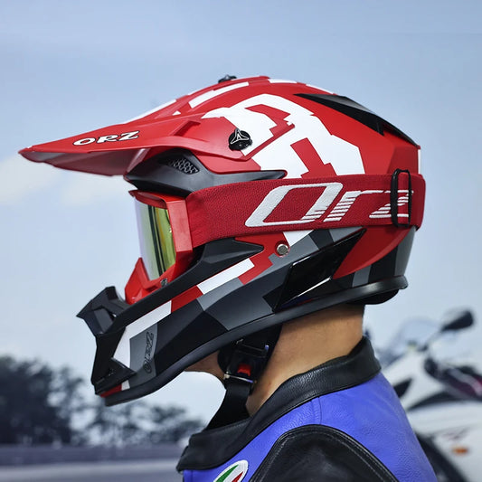 ORZF16-Off road motorcycle helmet, men's and women's rally helmet, mountain bike riding speed drops in all seasons