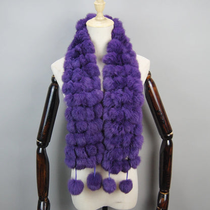 Women Winter Warm Real Rabbit Fur Scarf Hot Sale Natural Rabbit Fur Muffler 2025 Lady 100% Genuine Fur Scarves Wholesale Retail