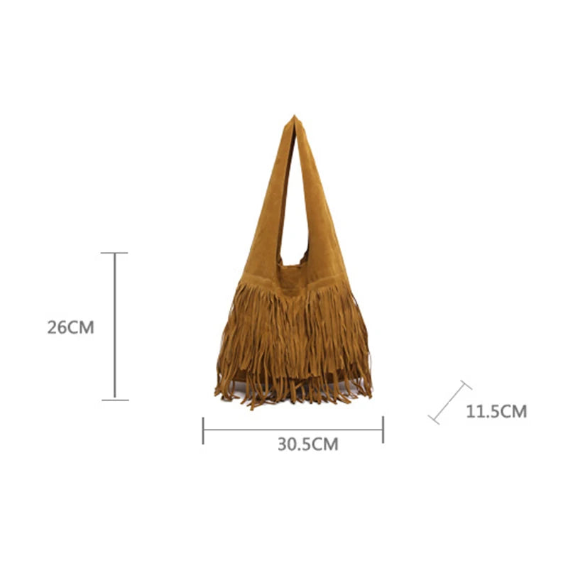 Suede Tassel High Quality Faux Shoulder Bags Fashion Large Capacity Sense of Luxury Popularity Women's Tote Bags Casual New