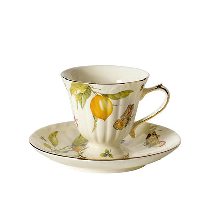 Vintage Lemon Teapot Coffee Cup and Saucer Set Beautiful Coffee Mug Modern Set Tania Bulhoes Luxury Design Cup