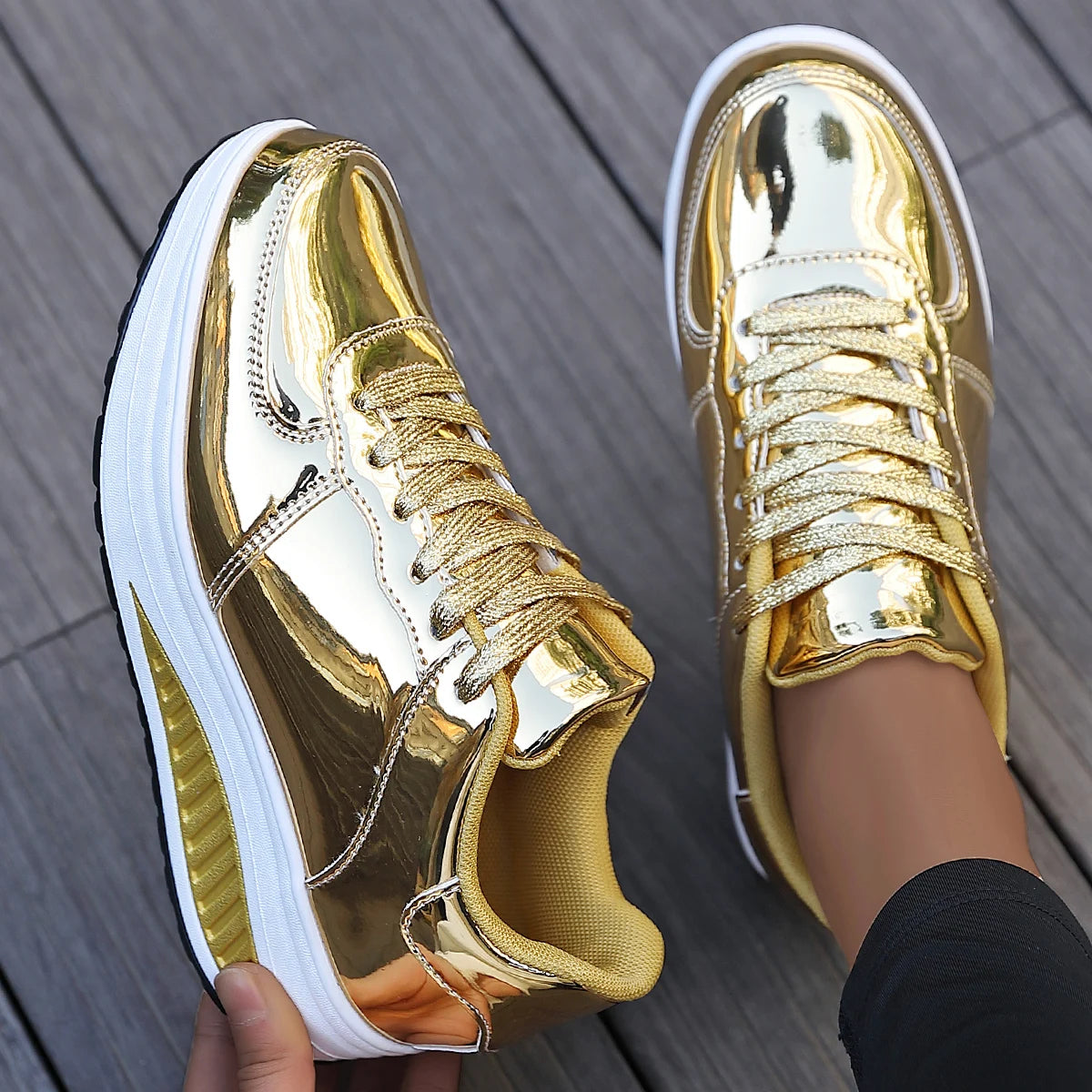 Women Sneakers Fashion Platform Shoes Lace Up Women Casual Flats Shoes Outdoor Lightweight Walking Women Shoes Zapatos De Mujer
