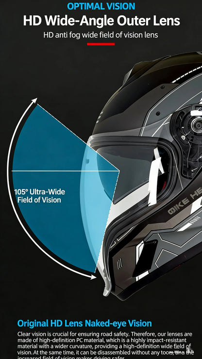 Adult Full Face Motorcycle Helmet Modular 3C DOT Certified Dual Sunshade Anti-UV Quick Release Buckle Crash Helmet