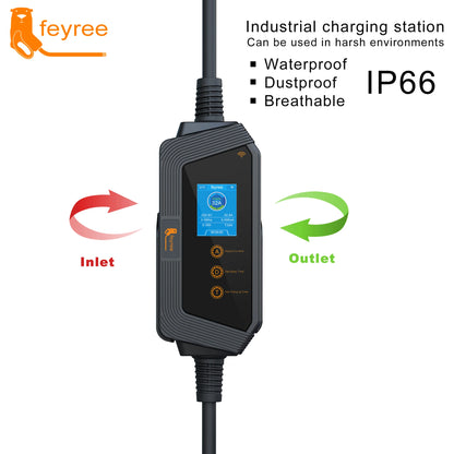 feyree Type1 7KW 32A 1Phase Portable EV Charger J1772 Socket with 5m Cable Smart APP WIFI Control Version for Electric Vehicle