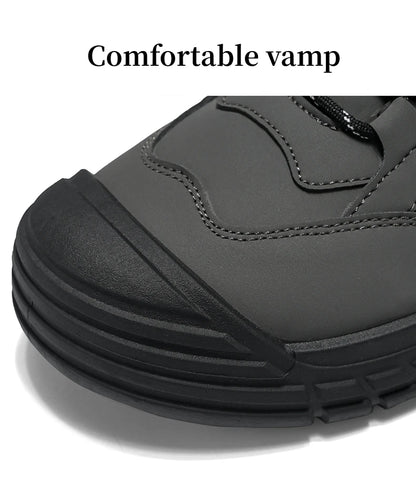 Original Black Leather Ankle Boots For Men Outdoor Non-slip Work Boots Men's Motorcycle Boots Platform High Top Bikers Shoes Man