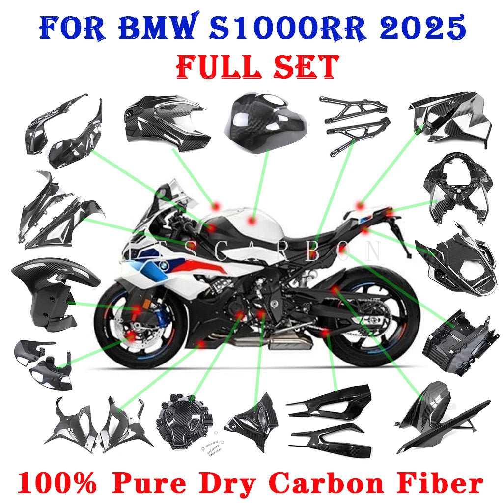 2025 For BMW S1000RR M1000RR 2023 2024 Pure Dry Carbon Fiber Winglets Rear Parts Fenders Tank Cover Fairing Kits