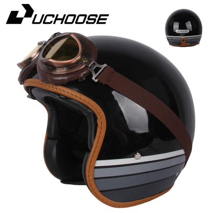 DOT Open Face Casco Moto Motorcycle Accessories Men Moto Helmets Certificated Retro Motorcycle Helmet Cafe Racer