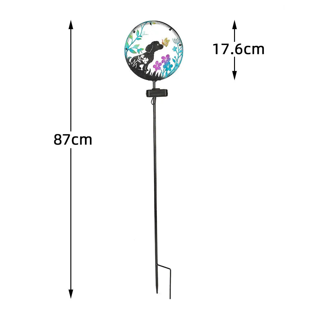 Solar Wrought Iron Cat Butterfly Ground Plug Lights, Outdoor Courtyard Projection, Lawn LampAtmosphere Decoration, Cross-Border